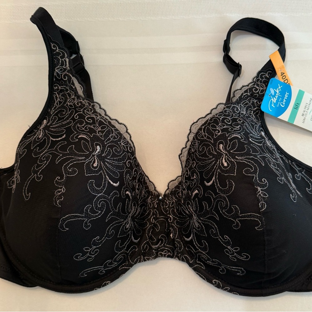 Playtex Black Embroidered Underwire Bra 40DD